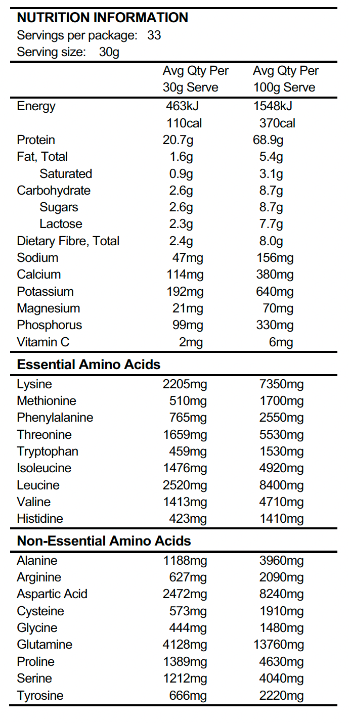 Pure Vanilla Bean Grass Fed Whey Protein